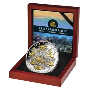 Niue - Great Barrier Reef Silber 5 oz vergoldet PP