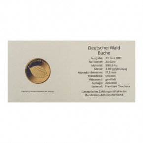 20 Euro Deutscher Wald - Buche 2011 Prägestätte D, F, G oder J 1/8 oz