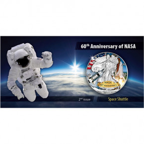 American Eagle 2018 - 60 Jahre NASA - Space Shuttle - Silber coloriert 1 oz