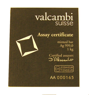 Silberbarren Valcambi 1kg