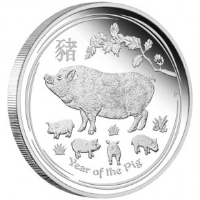 Lunar II Schwein 2019 Silber 1 kg polierte Platte